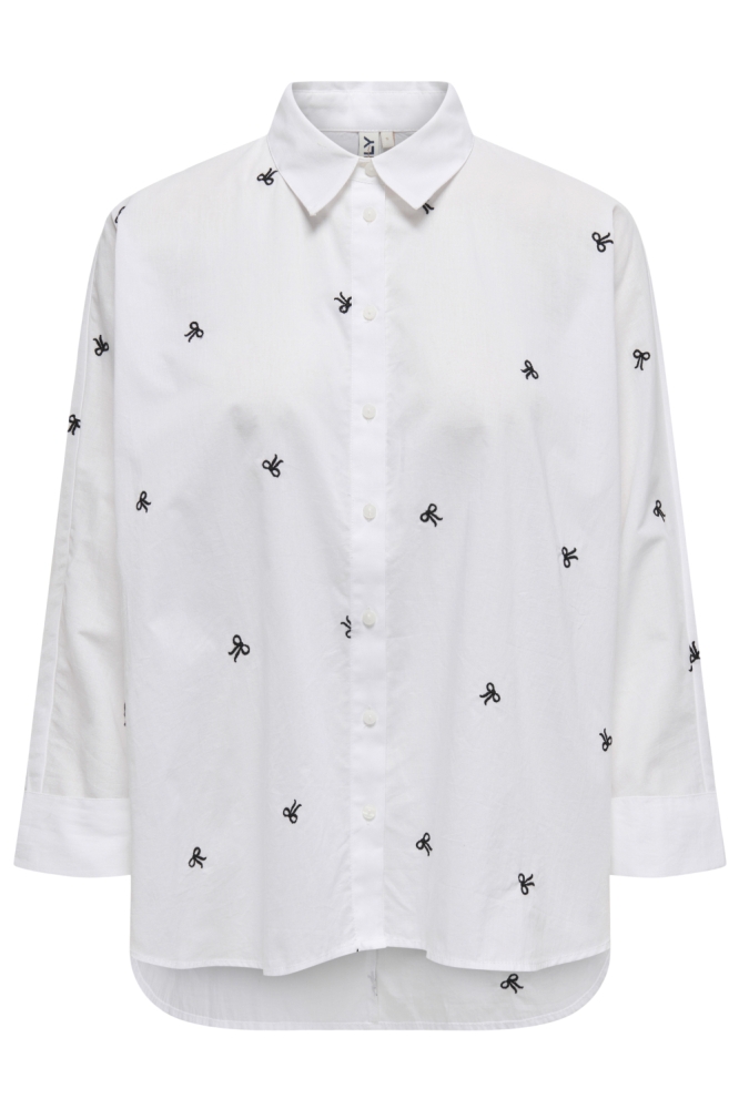 ONLNEW LINA GRACE LS EMB SHIRT NOOS 15283743 Bright White/BLACK BOW